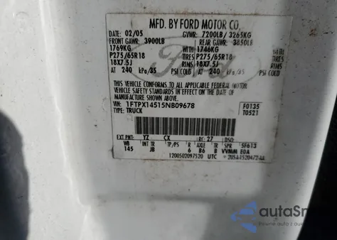 2005 Ford F150 from USA, damaged, VIN 1FTPX14515NB09678